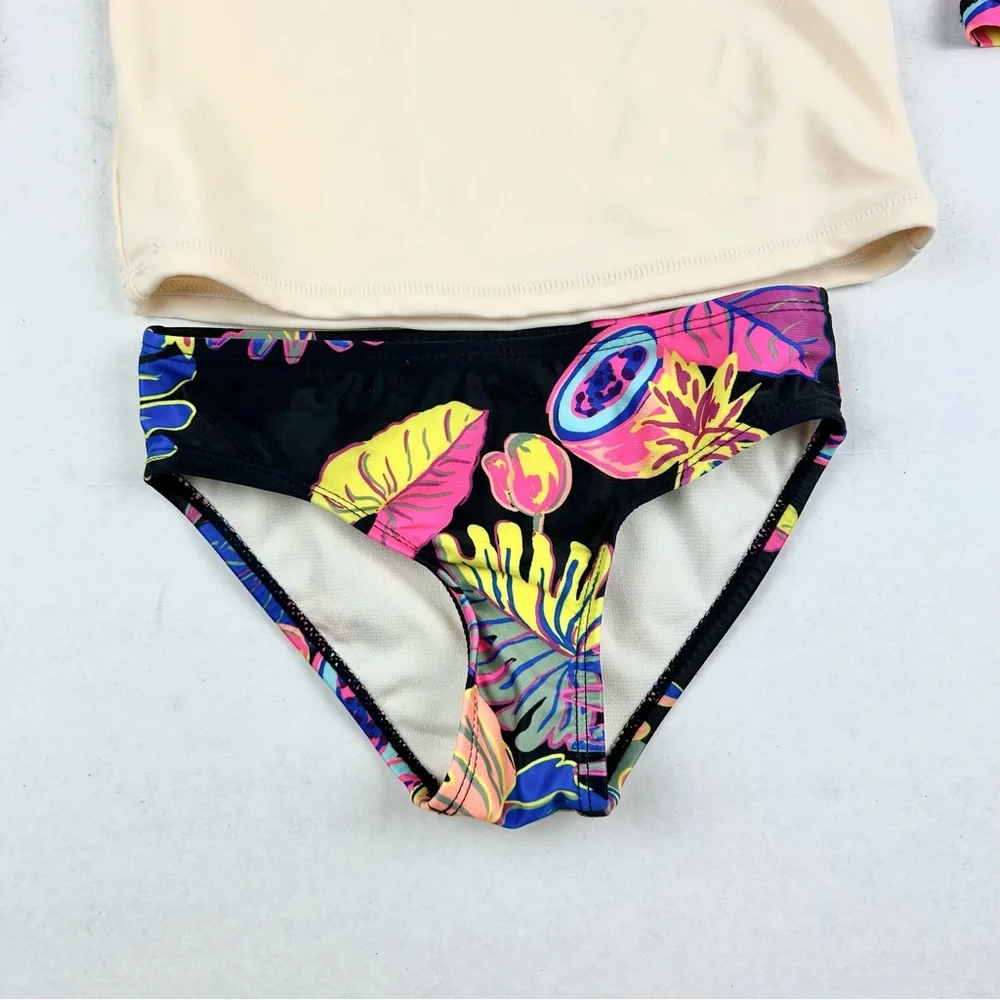 JC Penny's Floral Rash-Guard Floral Girls Bathing Suit